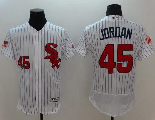 White Sox #45 Michael Jordan White(Black Strip) Fashion Stars & Stripes Flexbase Authentic Stitched MLB Jersey